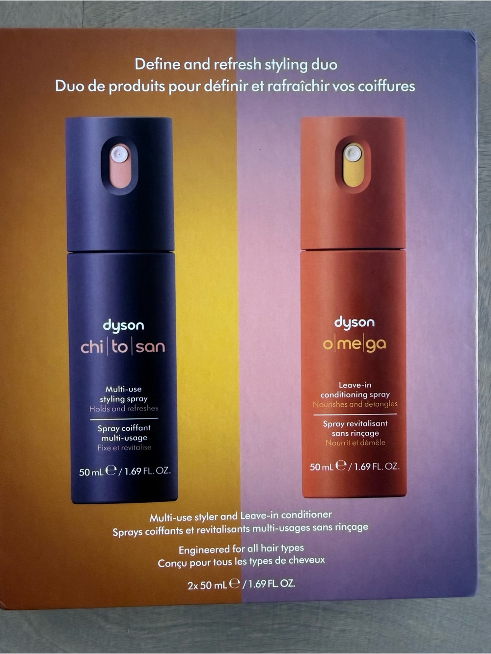 Dyson omega chitosan hair products / brand new open box, no offers